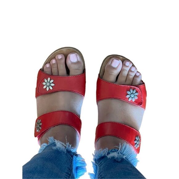 Josef Seibel az 40 Slip On Tonga Sandals Red - Picture 1 of 6